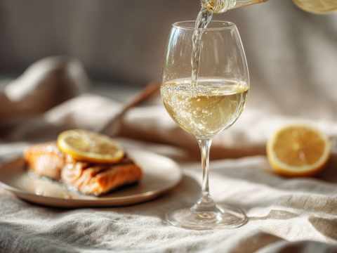 Ett glas vitt vin till lax.
