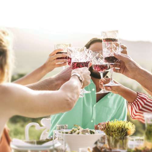 Anora - brändikuva - ihmiset nostavat maljan