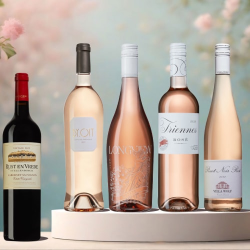 4 roséviner och ett rött vin som släpps 3 maj 2024.