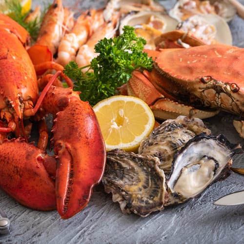 Hummer, krabba, ostron och andra skaldjur