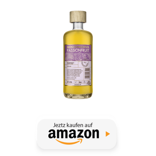 Koskenkorva Passionfruit-Flasche und Link zu Amazon.de