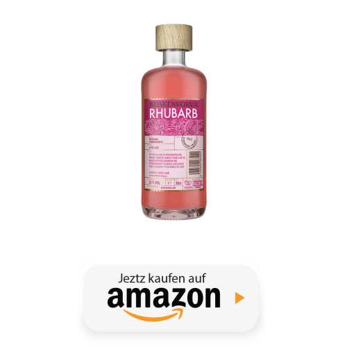 Koskenkorva Rhabarberflasche und Link zu Amazon.de