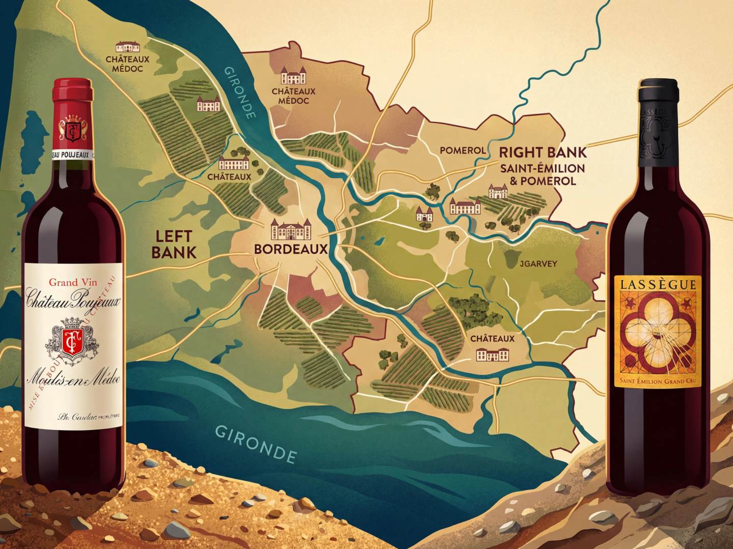 Karta över Bordeaux