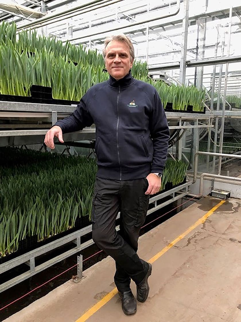 Björn Lagergren bland tulpaner