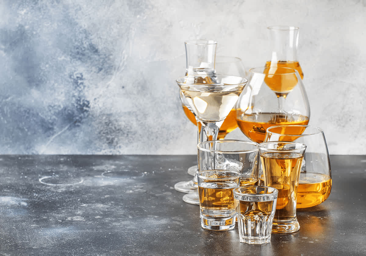 Glas med olika typer av avec