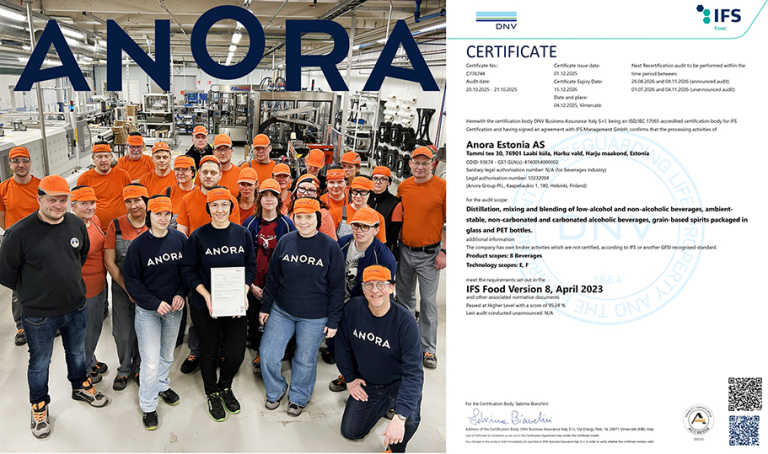 Anora Tabasalu tehas läbis edukalt IFS Food sertifikaadi