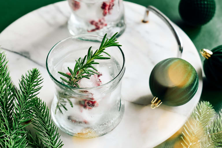 Christmas ice cubes with pomegranate