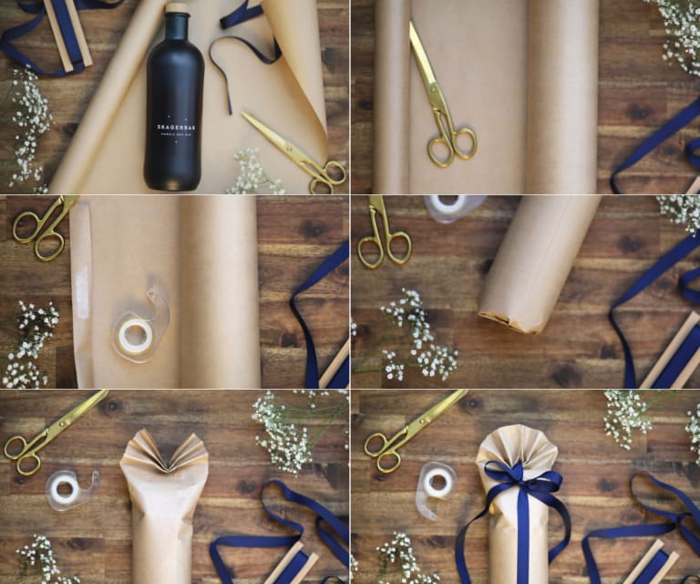 Gift wrapping a bottle