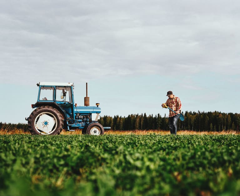 Farmer and a tractor