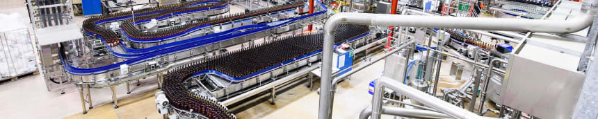 Bottling line in Rajamäki beverage plant. Together we'll find a most convenient solution in bottling for customer needs.