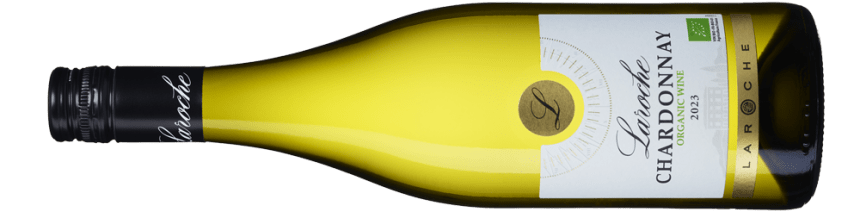 L Chardonnay, Laroche, liggande flaskbild.