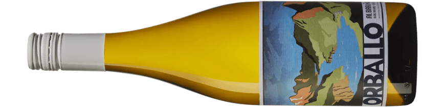 Orballo Albariño, liggande flaska.