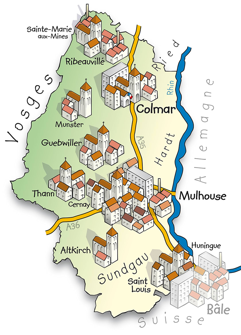 Karta över Alsace