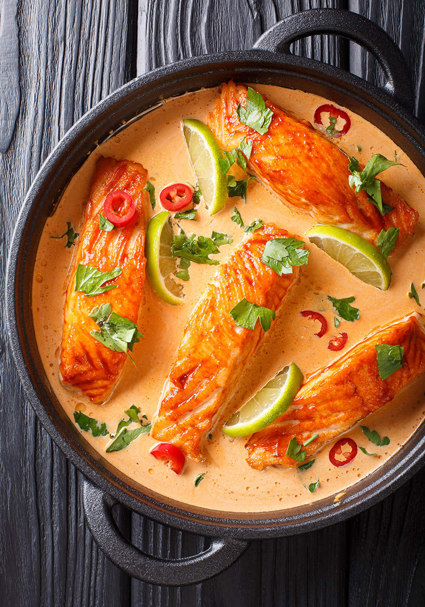Thai-rätt med lax