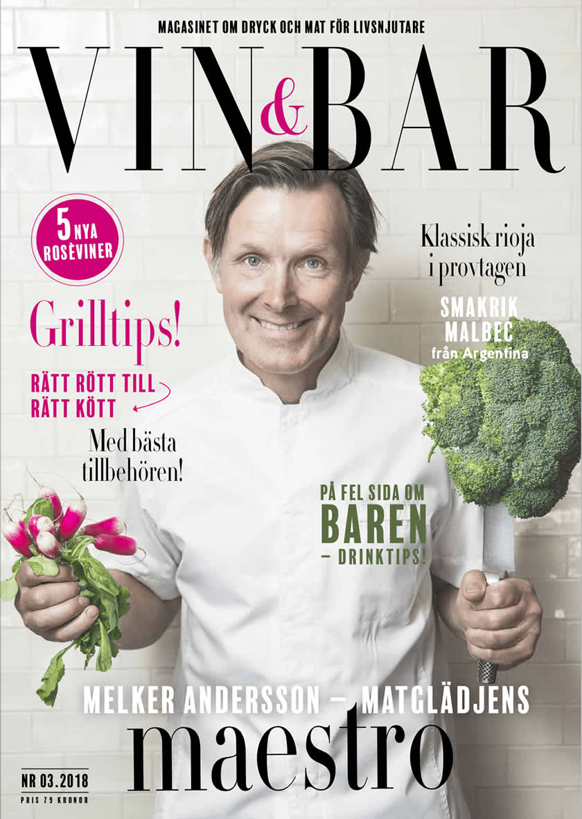 Melker Andersson på omslaget av Vin&Bar nr 3 2018