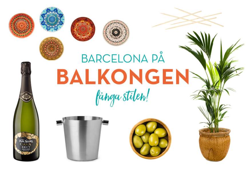 Pata negras kollage med tapas och möbler