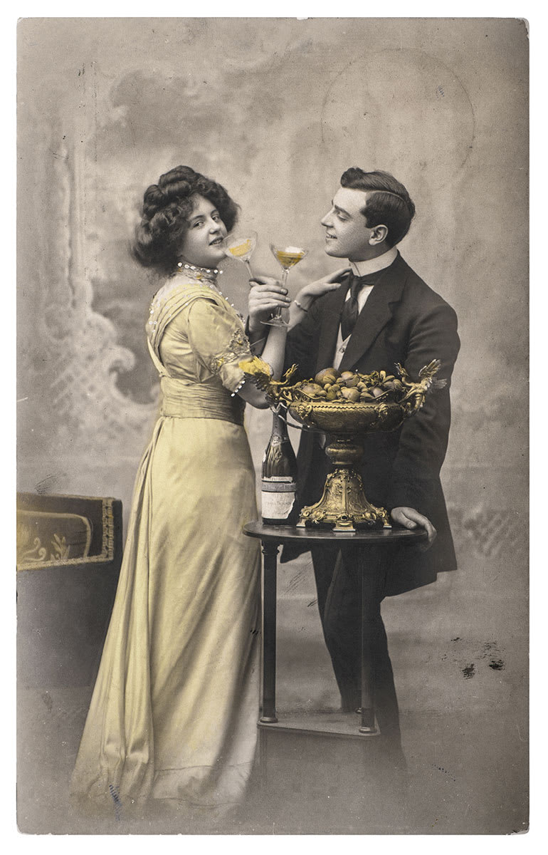 Par skålar i Champagne 1900-talets början