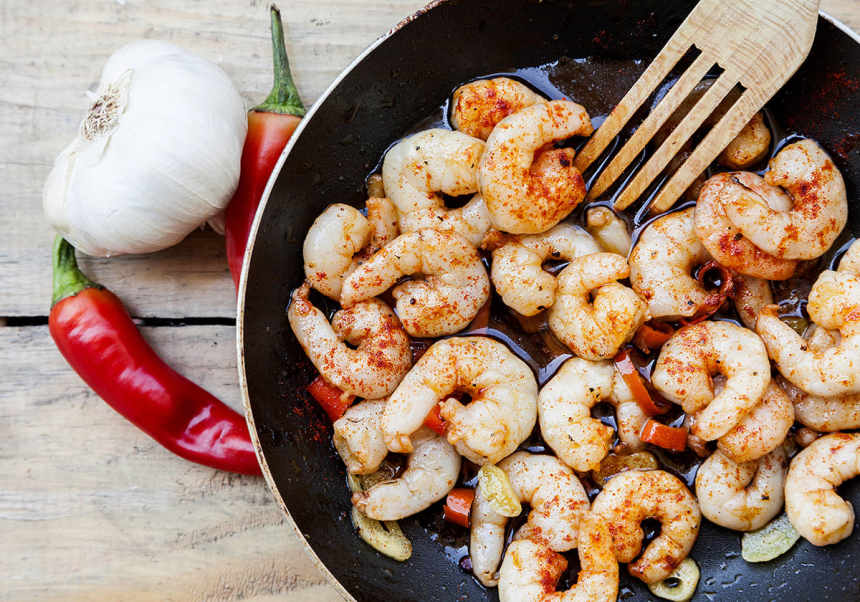 Vitlöksfrästa gambas