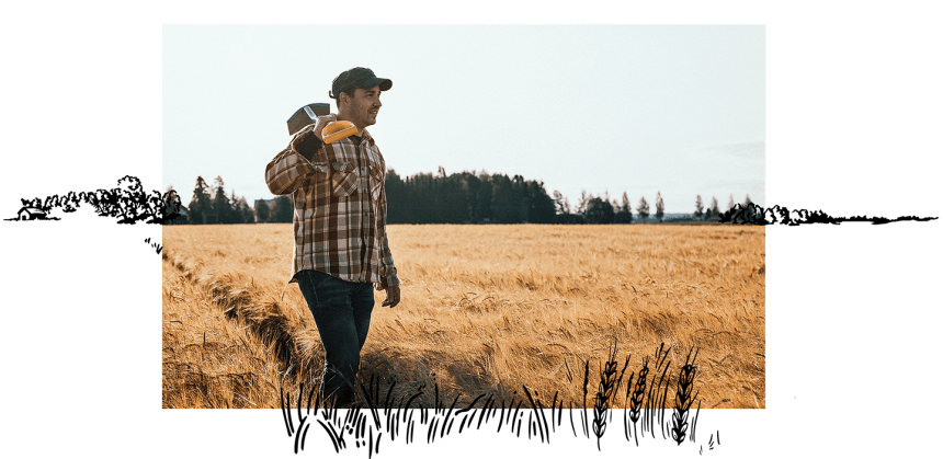 Koskenkorva Climate Action - Man on a field with shovel