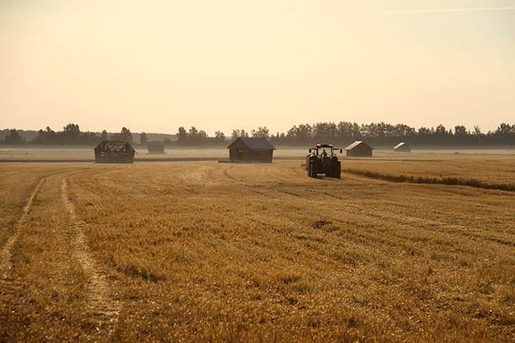 Åker med traktor i Koskenkorva