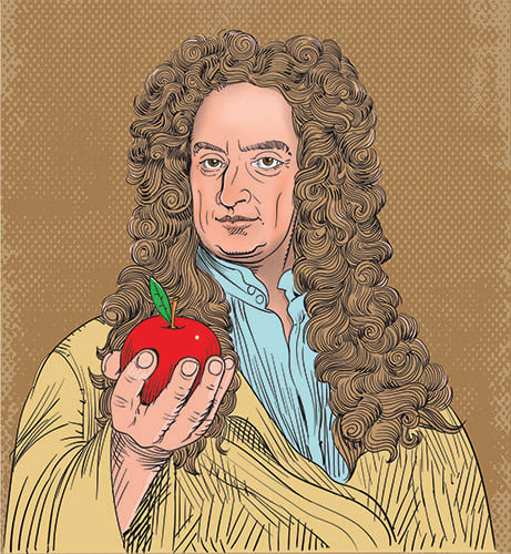 Isaac Newton med ett äpple