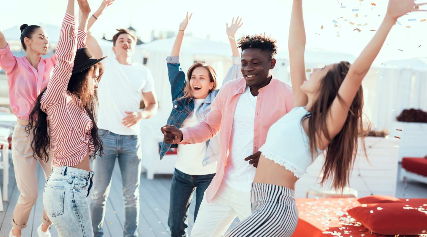 Young people partying