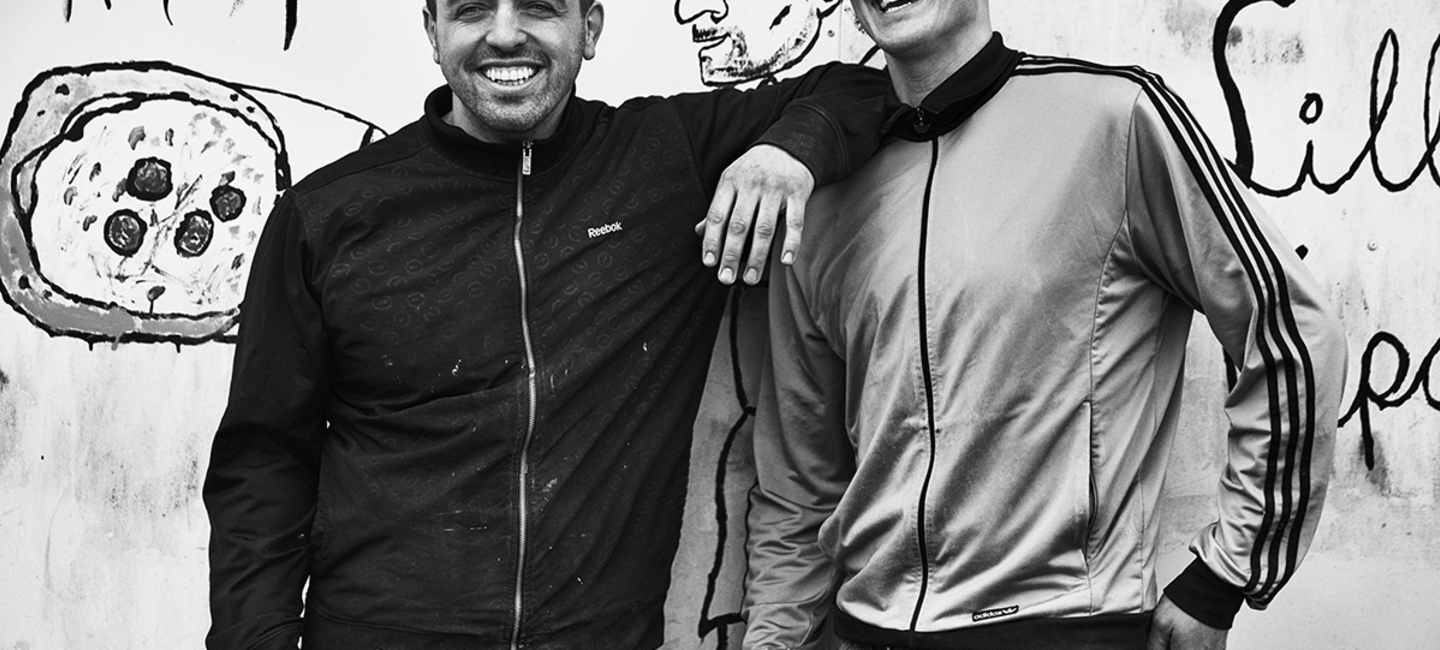 Ville Ilola och Besmir Balaj på Lilla Napoli i Falkenberg