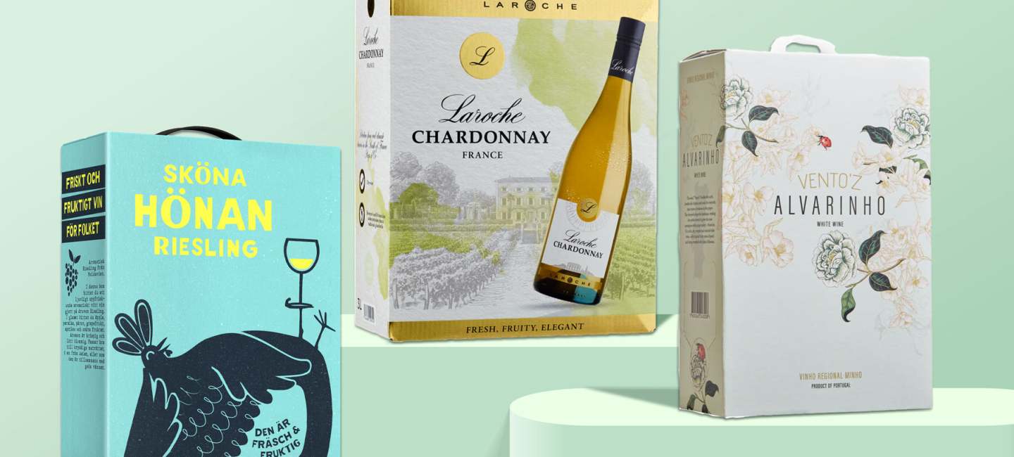 3 bra vita viner på box.