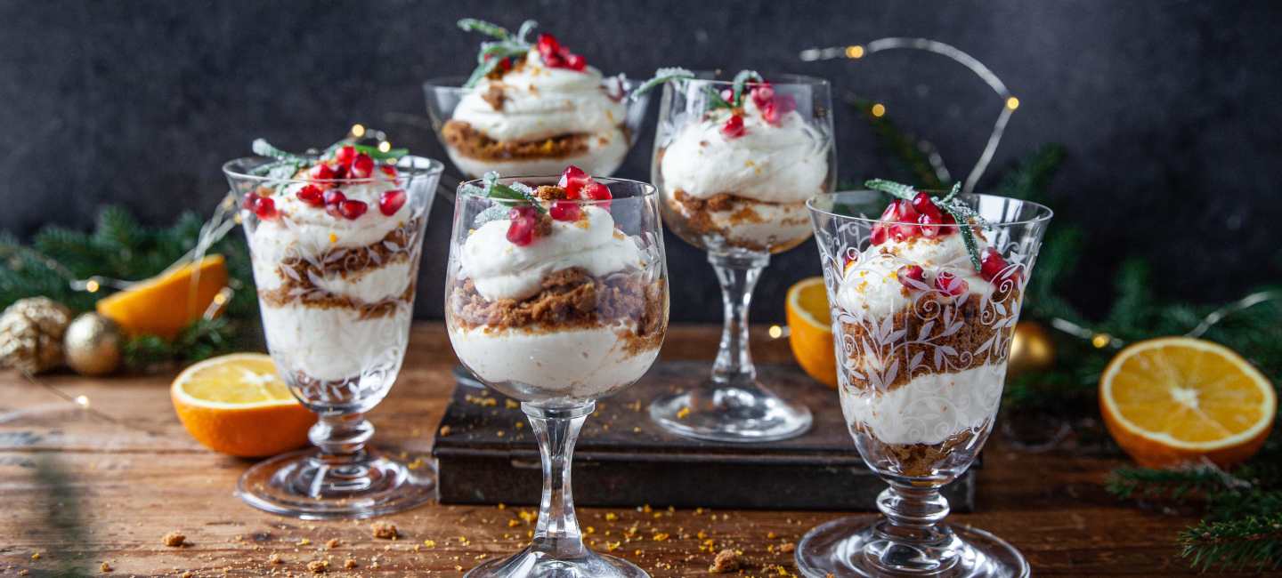 Vinterdessert i tre glas.