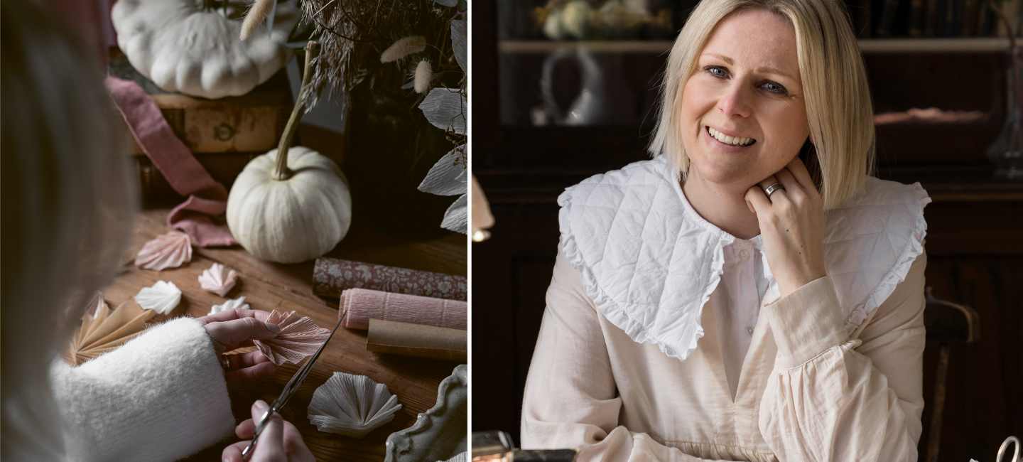 Jennie Lantz pysslar i boken Vinterstjärna.
