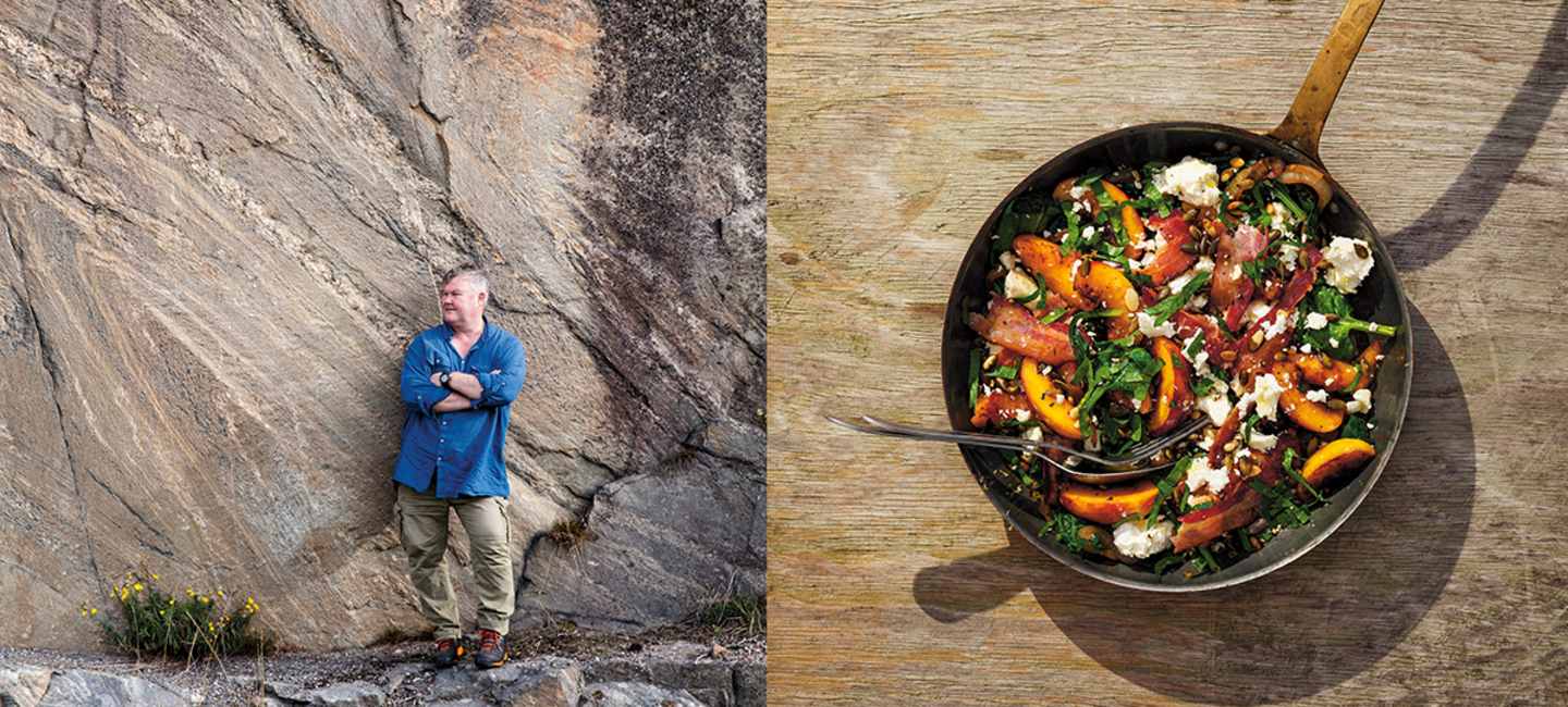 Mathias Dahlgren och nektarin och fetaostsallad