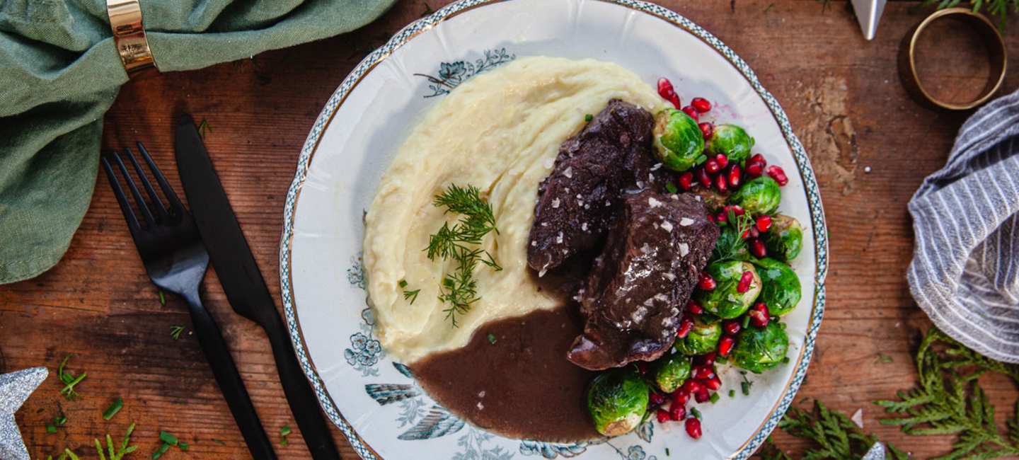 Oxkind med tryfferad potatis.