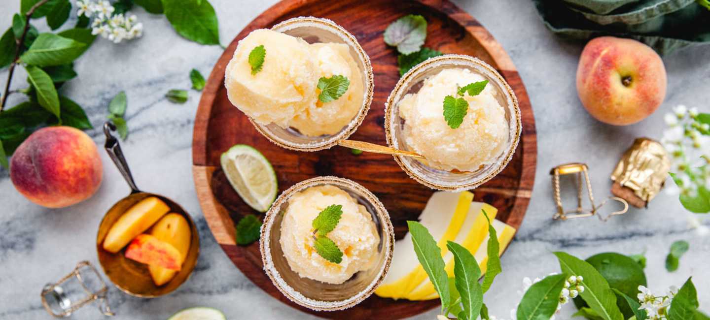 Sorbet av melon och nektarin.
