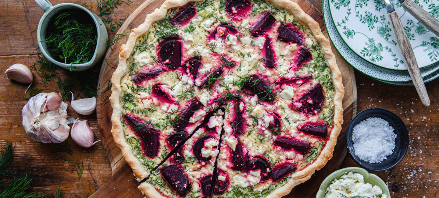 Vegetarisk paj med fetaost.