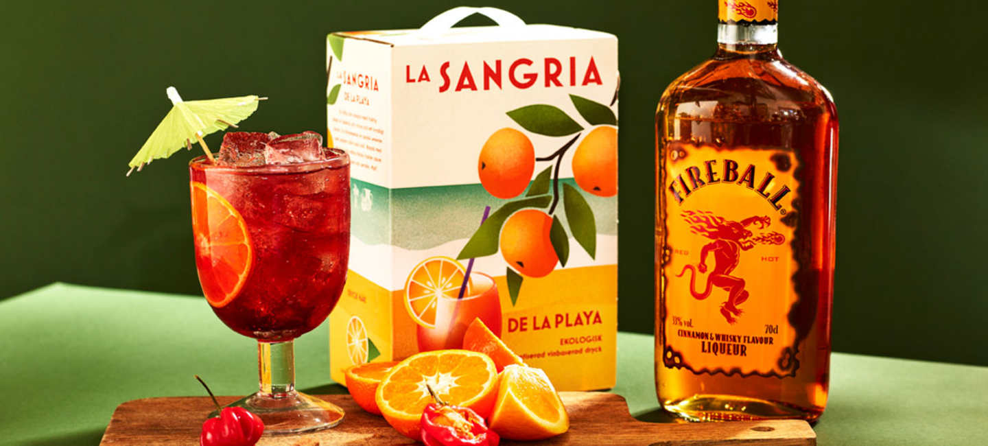 Spicy Sunrise, drink med sangria och Fireball.