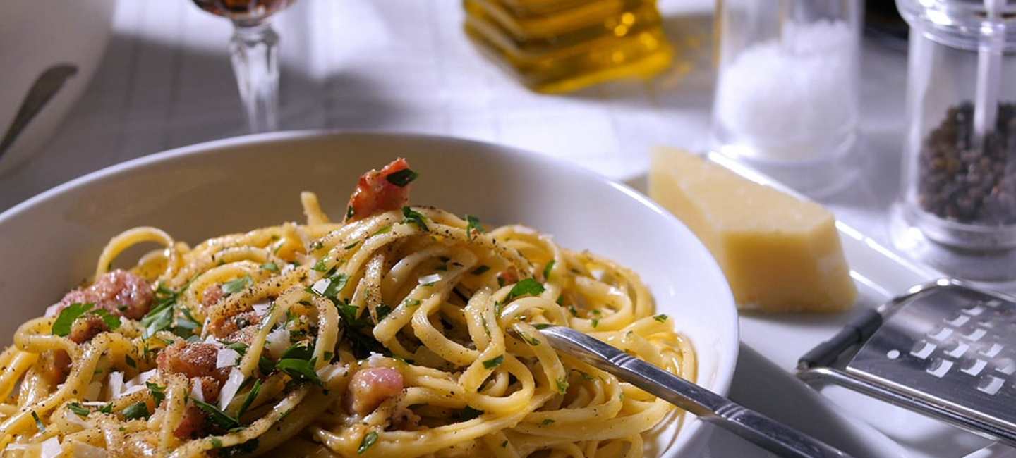 Spaghetti carbonara med svamp
