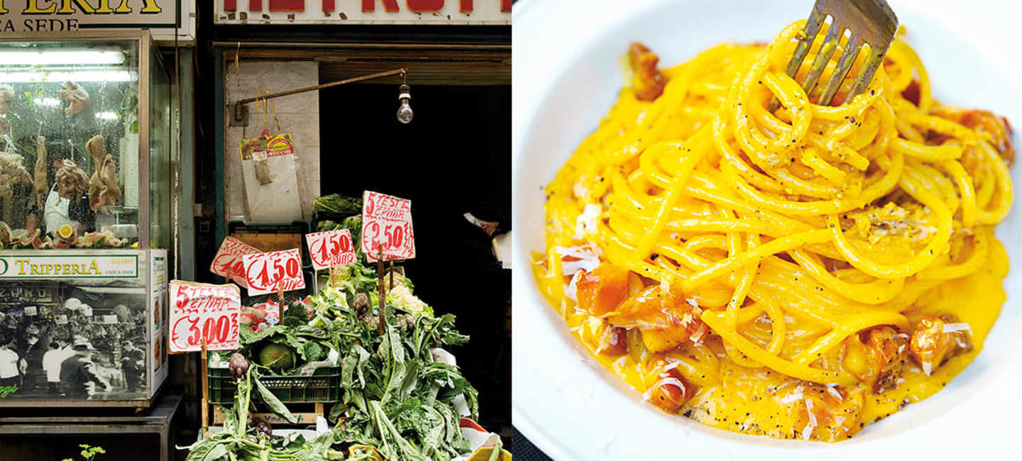 Fruktstånd och Carbonara