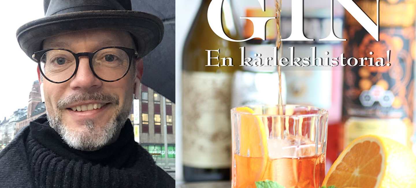 Örjan Westerlund med boken Gin - en kärlekshistoria