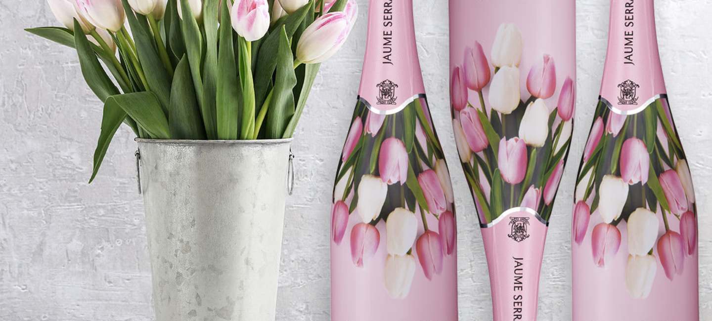 Rosa bubbel och tulpaner