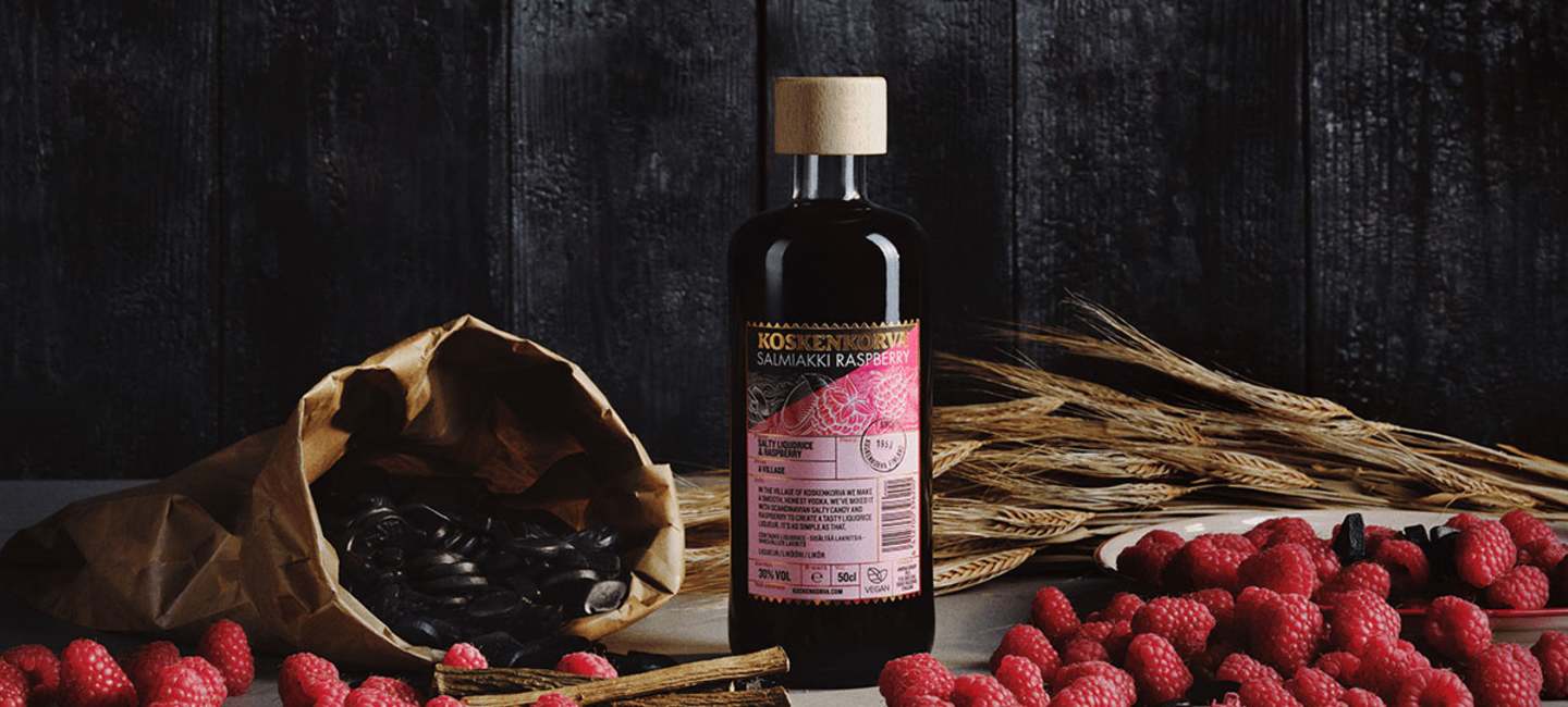 Koskenkorva Salmiakki Raspberry med hallon och lakrits
