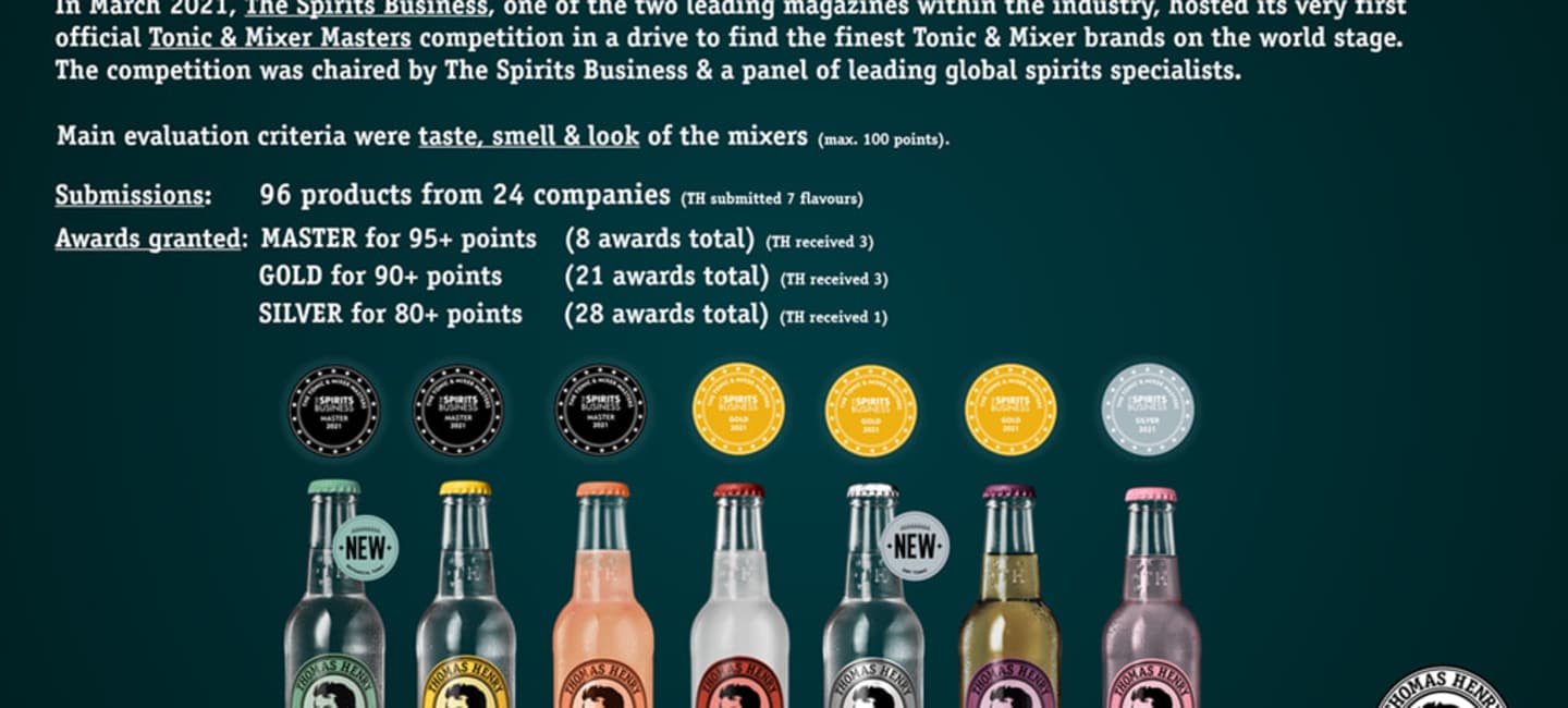 Thomas Henry tonic & mixers vinnare av The Spirits Business Awards