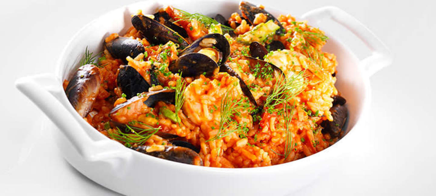 Äyriäispaella + viinisuositus