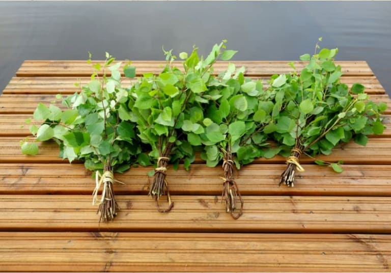 How to tie birch twigs before sauna