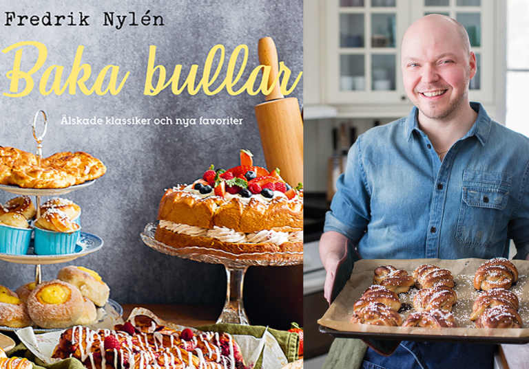 Fredrik Nylén med boken Baka Bullar
