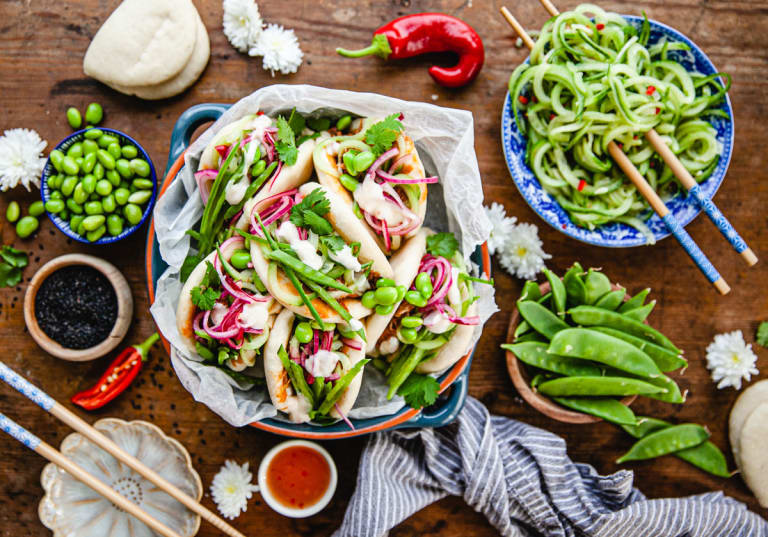 Bao buns med sticky pork.