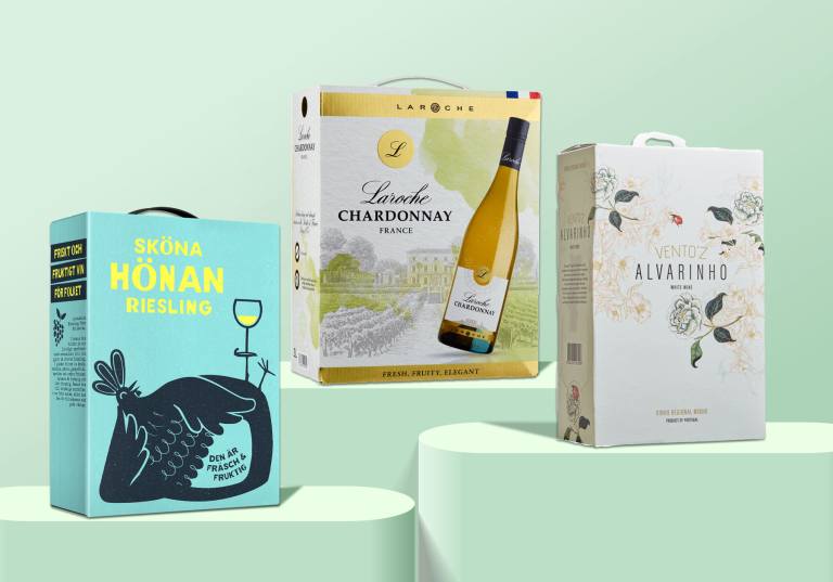 3 bra vita viner på box.