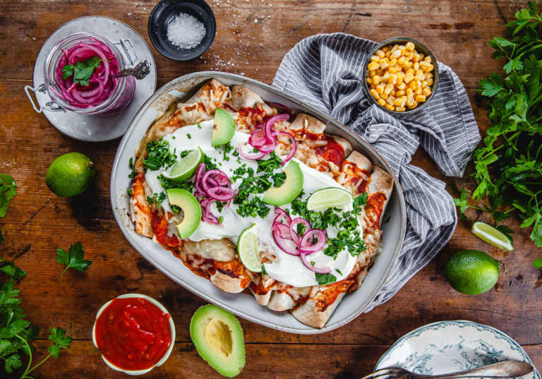 Enchiladas med kyckling.