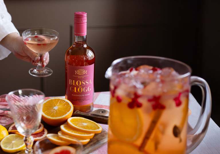 Sangria med Blossa Rosé glögg, alkoholfri.