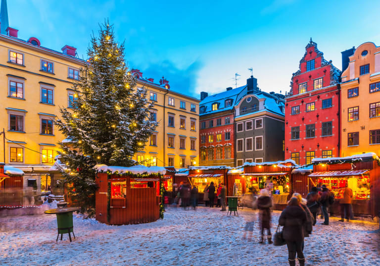 Julmarknad på Stortorget i Stockholm.