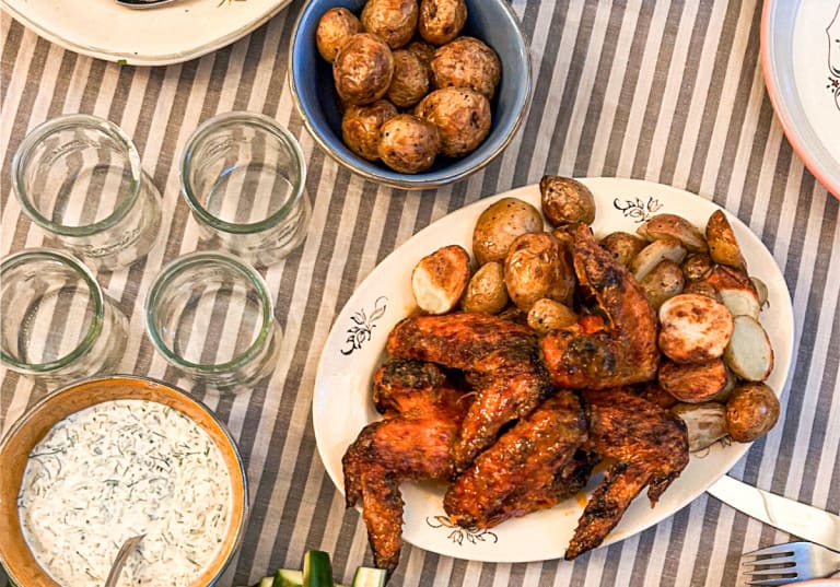 Marinerade kycklingvingar i Airfryer.